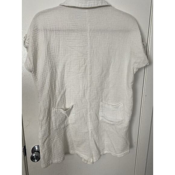 J Robert's White Women Romper Gauze Material Bikini Cover Up Collared Size S/M - Picture 10 of 11